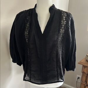 Frame Denim Elegant Black Lace Top